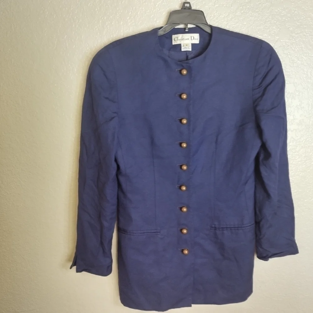 Christian Dior vintage military button down long sleeve blazer sz 2